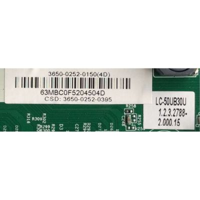 MAIN PARA TV SHARP / NUMERO DE PARTE 3650-0252-0150 / 0171-2272-5894 / 3650-0252-0150R / 3650-0252-0395 / DISPLAY T500QVN02.0 / MODELO LC-50UB30U - Imagen 2