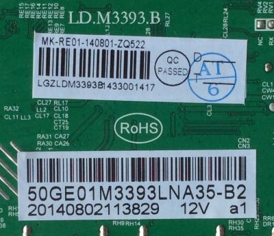 MAIN / RCA 50GE01M3393LNA35-B2 / LD.M3393.B / RE01-140801-ZQ519 / MODELO LED50B45RQ / PANEL V500DK2-PS1-12V	 - Imagen 2