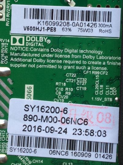 MAIN / FUENTE (COMBO) / ELEMENT K16099208 / TP.MS3393.PB801 / SY16200-6 / 890-M00-06NC6 / MODELO ELEFW5016	 - Imagen 2