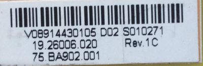 BACKLIGHT INVERSOR / PHILIPS 19.26006.020 / V144-301 / 75.BA902.001 / 48.V1448.021/A / MODELO 30PF9946D/37 / PANEL T296XW01 V.3	 - Imagen 2