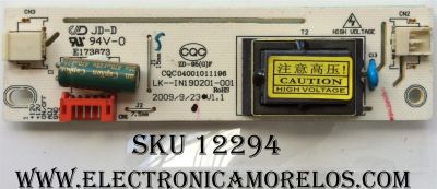 BALASTRA / RCA RE022SBLK1 / CQC04001011196 / LK--IN190201-001 / MODELO 22LA45RQD / PANEL HM215WU3-100	