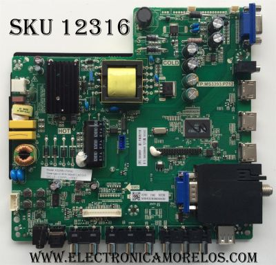 MAIN / FUENTE / SCEPTRE 50043393B00930 / TP.MS3393.P712 / MODELO X325BV-FMQC / PANEL LC320EUJ-FFE2	