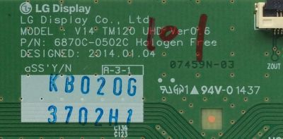 T-CON ORIGINAL PARA TV LG / NUMERO DE PARTE 6871L-3702H / 3702H / 6870C-0502C / PANEL LC490EQE (XG)(F2) / MODELO 49UB8500-UA / 49UB8500-UA.AUSWLJR / 49UB8200-UH / 49UB8200-UH.AUMWLJM - Imagen 2