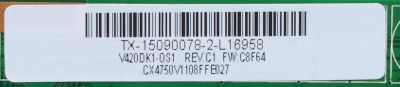 T-CON / RCA TX-15090078-2 / TX-15090078-1 HI-TI-U-C-500-01 / V420DK1-QS1 / HK-Z.CX4750V11 / INX_V400DK1-KS1 / MODELO LED42C45RQ 5523-LE42C45-A1	 - Imagen 2