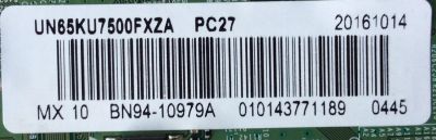 MAIN PARA TV SAMSUNG 4K·UHD·CURVED ((SMART TV)) / NUMERO DE PARTE BN94-10979A / BN41-02528A / BN97-10972A / BN97-11081A / PANEL CY-VK065HGLV3H / DISPLAY LSF650FN04-L07 / MODELOS UN65KU7500FXZC / UN65KU6500FXZA / UN65KU7500FXZA  - Imagen 2
