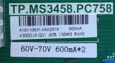 MAIN FUENTE (COMBO) PARA TV SCEPTRE / NUMERO DE PARTE A16110631 / TP.MS3458.PC758 / PANEL V500DJ5-QS1 / MODELO U50 CZIV - Imagen 2