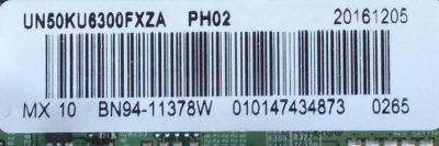 MAIN / SAMSUNG BN94-11378W / BN41-02528A / BN97-00002X / PANEL CY-GK050HGNVYH / MODELO UN50KU6300FXZA DG10 - Imagen 2