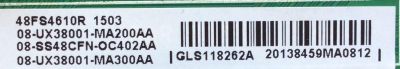 MAIN / TCL 08-SS48CFN-OC402AA / GLS118262A / 08-UX38001-MA200AA / 08-SS48CFN-OC402AA / 08-UX38001-MA300AA / 40-UX38NA-MAF2HG / V8-UX38001-LF1V021 / UX38 / MODELO 48FS4610RMAAA	 - Imagen 2