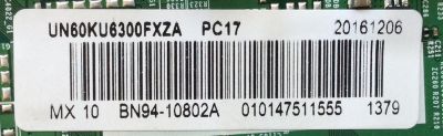 MAIN PARA TV SAMSUNG / NUMERO DE PARTE BN94-10802A / BN41-02528A / BN97-10648X / BN9410802A / PANEL CY-GK060HGSV2H / MODELO UN60KU6300 / UN60KU6300FXZA EA01 - Imagen 2