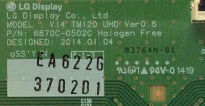 T-CON / LG 6871L-3702D / 6870C-0502C / MODELO 49UB8200-UH AUMWLJM / PANEL LC490EQE-XGF2	 - Imagen 2