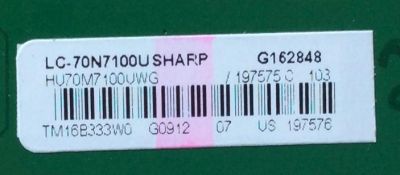MAIN / SHARP 197575 / RSAG7.820.6888/ROH / 197576 / G162848 / HU70M7100UWG / MODELO LC-70N7100U - Imagen 2