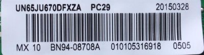 MAIN PARA TV SAMSUNG / NUMERO DE PARTE BN94-08708A / BN97-09264A / BN41-02344A / BN9408708A / PARTE SUSTITUTA BN94-10056G / PANEL CY-WJ065HGLV2H / MODELOS UN65JU670 / UN65JU670DFXZA TD01 / UN65JU670DFXZA TS07 - Imagen 2