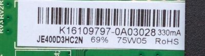 MAIN / FUENTE (COMBO) / RCA K16109797 / AE0010746 / TP.MS3393.PB751 / PANEL JE400D3HC2N-12V / MODELO RLDED4016A-H - Imagen 2