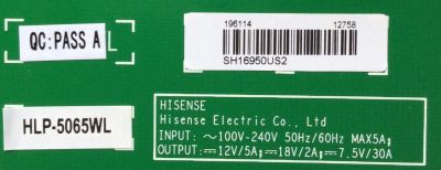 FUENTE DE PODER / SHARP 196114 / HLP-5065WL / RSAG7.820.6745/ROH / MODELO LC-70N7100U - Imagen 2