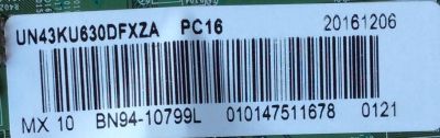 MAIN PARA TV SAMSUNG / NUMERO DE PARTE BN94-10799L / BN41-02528A / BN97-10648J / BN9410799L / PANEL CY-GK043HGAV1H / MODELOS UN43KU630 / UN43KU630DFXZA AA01 / UN43KU630DFXZA AB03 - Imagen 2