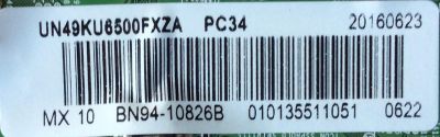 MAIN PARA TV SAMSUNG / NUMERO DE PARTE BN94-10826B / BN41-02528A / BN97-10983B / BN9410826B / PANEL'S CY-WK049HGLV1H / CY-WK049HGLV1V / MODELOS UN49KU6500 / UN49KU6500FXZC / UN49KU6500FXZA FA01 - Imagen 2