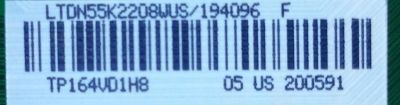 MAIN / HISENSE 194096 / LTDN55K2208WUS / 200591 / RSAG7.820.6400/ROH / MODELO 55" / PANEL HD550DF-B52(020) - Imagen 2