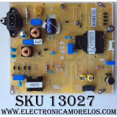 FUENTE DE PODER PARA TV LG / NUMERO DE PARTE EAY64530001 / EAX67264001 / LGP43DJ-17F1 / 64530001 / PLDF-L602A / 3PCR01939A / PANEL'S NC430DUE-AAFX1 / ABFX1 / NC430DUE-VHHX1 / MODELOS 43LJ5500-UA / 43LK5700PUA / 43LM5700PUA / 43LM5700DUA / 43LK5750PUA
