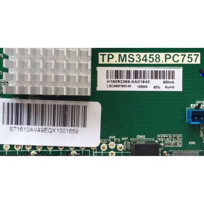 MAIN / FUENTE / (COMBO) / AVERA H16092366 / TP.MS3458.PC757 / MODELO 49EQX10 / PANEL LSC490FN03-W	 - Imagen 2