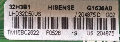 MAIN / FUENTE (COMBO) / HISENSE 204875 / TP.MS3393.PB851 / PANEL JHD315DH-E81\S12\FM\ROH / 186618 / MODELO 32H3B1 - Imagen 2
