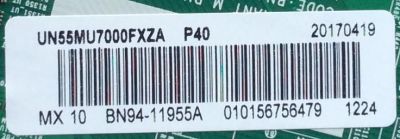MAIN / SAMSUNG BN94-11955A / BN41-02568A / BN97-12829A / PARTE SUSTITUTA BN94-12401A / PANEL CY-KK055HGLV3H / MODELOS UN55MU7000FXZC / UN55MU7000FXZA FA01 - Imagen 2
