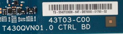 T-CON / SHARP 5543T03C08 / 43T03-C00 / T430QVN01.0  / MODELO  LC-43N7000U / PANEL  HE426HU-B51\XP\GM\ROH - Imagen 2