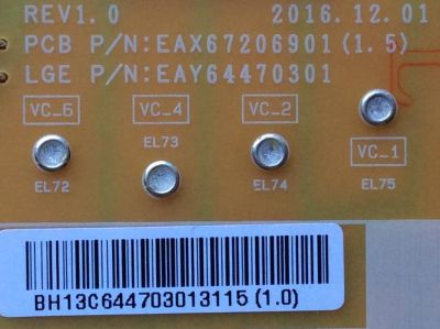 FUENTE DE PODER LG / 64470301 / EAY64470301 / EAX67206901 / LGP6065L-17UL6	/ MODELO 60UJ6540-UB BUSYLJR / 65UK6500AUA.AUSWLJR - Imagen 2