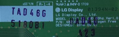 T-CON / LG 5180B / 6871C-5180B / 6870C-0689A / MODELO 65UJ6540-UB.BUSYLJR / PANEL LC650EGE (FK) (M3)	 - Imagen 2