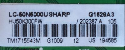 MAIN / SHARP 202387 / RSAG7.820.6841/ROH / HU50K30CFW / PANEL HD500DF-B54(020) / MODELO LC-50N5000U	 - Imagen 2