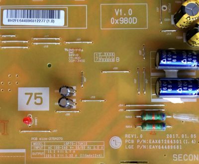 FUENTE DE PODER PARA TV LG / NUMERO DE PARTE EAY64489681 / EAX67264301 / LGP75-17UH12 / 64489681 / PANEL LC750EGE (FK)(M1) / MODELOS 75UN7070PUC / 75UN7070PUC.BUSFLKR / 75UJ657A-UB / 75UJ657A-UB.BUSYLJR / 75UJ6470-UC / 75UJ6470-UC.BUSYLJRLJR - Imagen 2