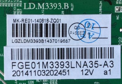 MAIN / RCA FGE01M3393LNA35-A3 / LD.M3393.B / 20141103202451 12V a1 / 3393B1437 / 20141103202451 / MK-RE01-140818-ZQ01 - Imagen 2