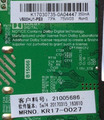 MAIN / FUENTE (COMBO) / RCA 21005686 / E17037-KK / TP.MS3393.PB801 / PANEL´S MD5004YTIF / V500HJ1-PE8 / MODELOS LED50B45RQ / ELEFW5017 LE-50GV350-D3 / ELEFW5017 C7C0M0A3D - Imagen 2