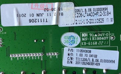 MAIN / WESTINGHOUSE 1105H0608 / CV318H-A / TI11206 / MODELO LD-4070Z TW-63601-S040G / PANEL LTA400HF12-W03	 - Imagen 2