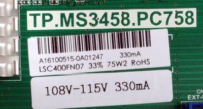 MAIN / FUENTE / (COMBO) / SCEPTRE A16100515 / TP.MS3458.PC758 / MODELO U40 SDIV58CB / PANEL LSC400FN07	 - Imagen 2