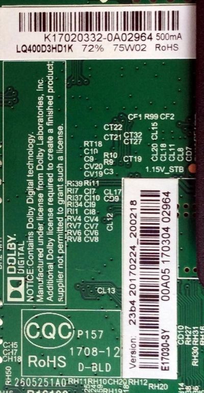 MAIN / FUENTE / (COMBO) / ELEMENT K17020332 / TP.MS3393.PB751 / MODELO ELFW4017 / PANEL LQ400D3HD1K	 - Imagen 2