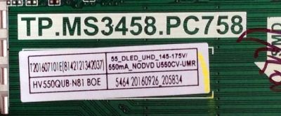 MAIN / FUENTE / (COMBO) A16090230 / TP.MS3458.PC758 / MODELO U55 PCIV58CE / PANEL HV550QUB-N81	 - Imagen 3