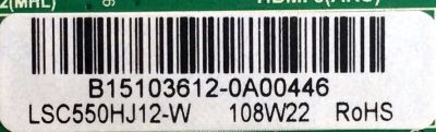 MAIN / FUENTE / (COMBO) / PROSCAN B15103612 / TP.MS3393.PC821 / MODELO EP5585 / PANEL LSC550HJ12-W	 - Imagen 2