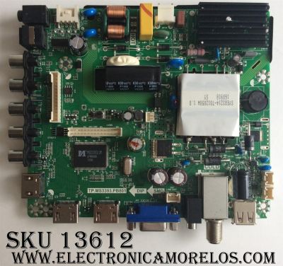 MAIN / FUENTE / (COMBO) ELEMENT L16031623 / SY16090 / TP.MS3393.PB801 / VER: 0x3EF8 / MODELO ELEFW3916 / PANEL T390XVN01.0	