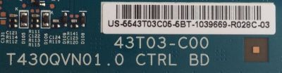 T-CON PARA TV VIZIO /NUMERO PARTE 55.43T03.C05 / 5543T03C05 / 43T03-C00 / T430QVN01.0 / SUSTITUTA 5543T03C01 / 55.43T03.C01 / PANEL TPT430H3-QVN01-U REV:S000A / MODELO M43-C1 LTTWSPCR / M43-C1 LTTWSPAR / L434UCNN / 43UP130 / WD42UT4490 / LC-43UB30U - Imagen 2