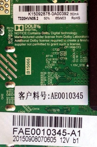 MAIN / RCA K15092878 / FAE0010345-A1 / TP.MS3393.PB801 / MODELO LED32G45RQ / PANEL T320HVN05.2	 - Imagen 2