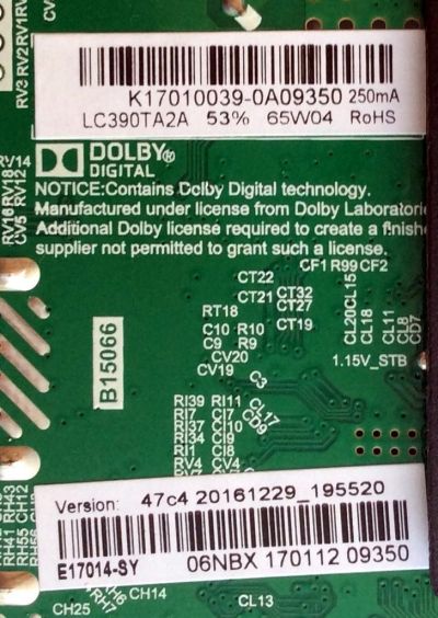 MAIN / FUENTE / (COMBO) / ELEMENT K17010039 / TP.MS3393.PB801 / E17014-SY / MODELO ELEFW3916 / PANEL LC390TA2A	 - Imagen 2