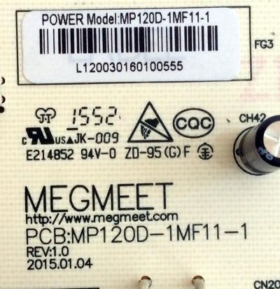 FUENTE DE PODER / HITACHI MP120D-1MF11-1 / PCB:MP120D-1MF11-1 REV:1.0 / E214852 / MODELO LU43V809	 - Imagen 2