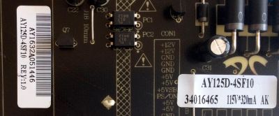 FUENTE DE PODER ORIGINAL PARA TV ELEMENT / NUMERO DE PARTE AY125D-4SF10 / AY1632A / 34016465 / 3BS00674 / PANEL LC430EGY-SJM1 / DISPLAY LC430EGY (SJ)(M1) / MODELO E4ST4316H - Imagen 2