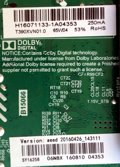 MAIN / ELEMENT H16071133 / TP.MS3393.PB801 / VERSIN aeed / MODELO ELEFW3916 /	 - Imagen 2