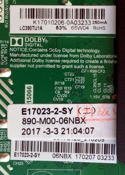 MAIN / FUENTE (COMBO) / ELEMENT K17010206 / E17023-2-SY / 890-M00-06NBX / TP.MS3393.PB801 / MODELO ELEFW3916 / PANEL LC390TU1A	 - Imagen 2
