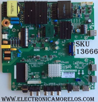 MAIN / FUENTE / (SIN TUNER) / (COMBO) / SCEPTRE A16089754 / TP.MS3458.PC758 / MODELO U50 / PANEL V500DJ2-QS5 