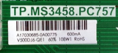 MAIN / FUENTE / (COMBO) A17030685 / TP.MS3458.PC757 / AE0010878 / PANEL V500DJ6-QE1 - Imagen 2