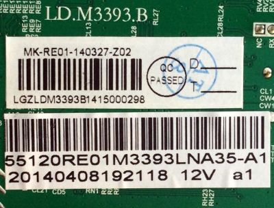MAIN / RCA 55120RE01M3393LNA35-A1 /  LD.M3393.B / MK-RE01-140327-Z02 / MODELO LED55C55R120Q 4509-LE55C55-A1 - Imagen 2