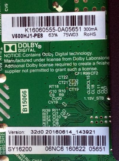 MAIN / FUENTE / (COMBO) / ELEMENT K16060555 / TP.MS3393.PB801 / SY16200 / MODELO ELEFW5016 / PANEL V500HJ1-PE8	 - Imagen 2