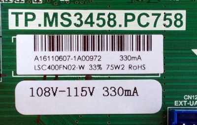 MAIN / SCEPTRE A16110607 / TP.MS3458.PC758 / BH-16348 / MODELO U40 SDIV58CB / PANEL LSC400FN02-W	 - Imagen 2